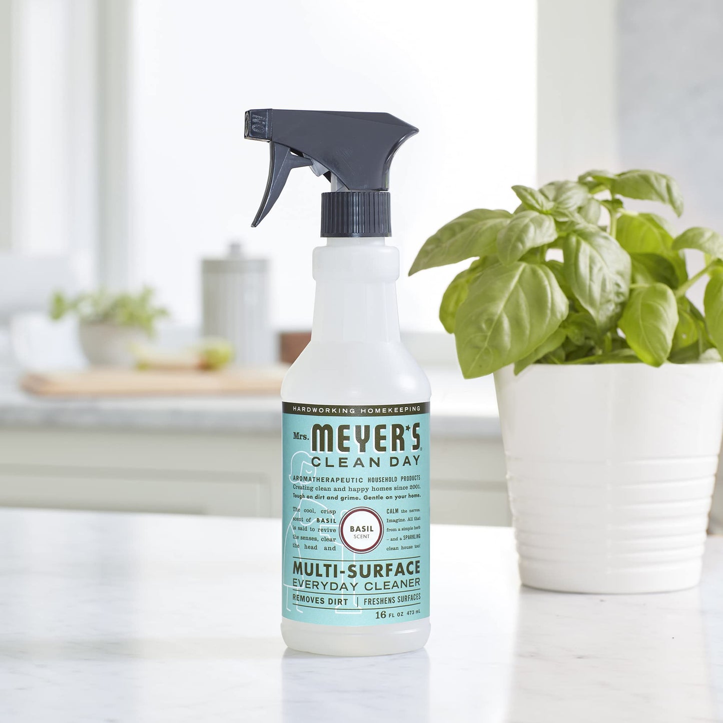 MRS. MEYER'S CLEAN DAY Multi-Surface Cleaner Concentrate, Use to Clean Floors, Tile, Counters, Basil, 32 fl. oz - Pack of 2