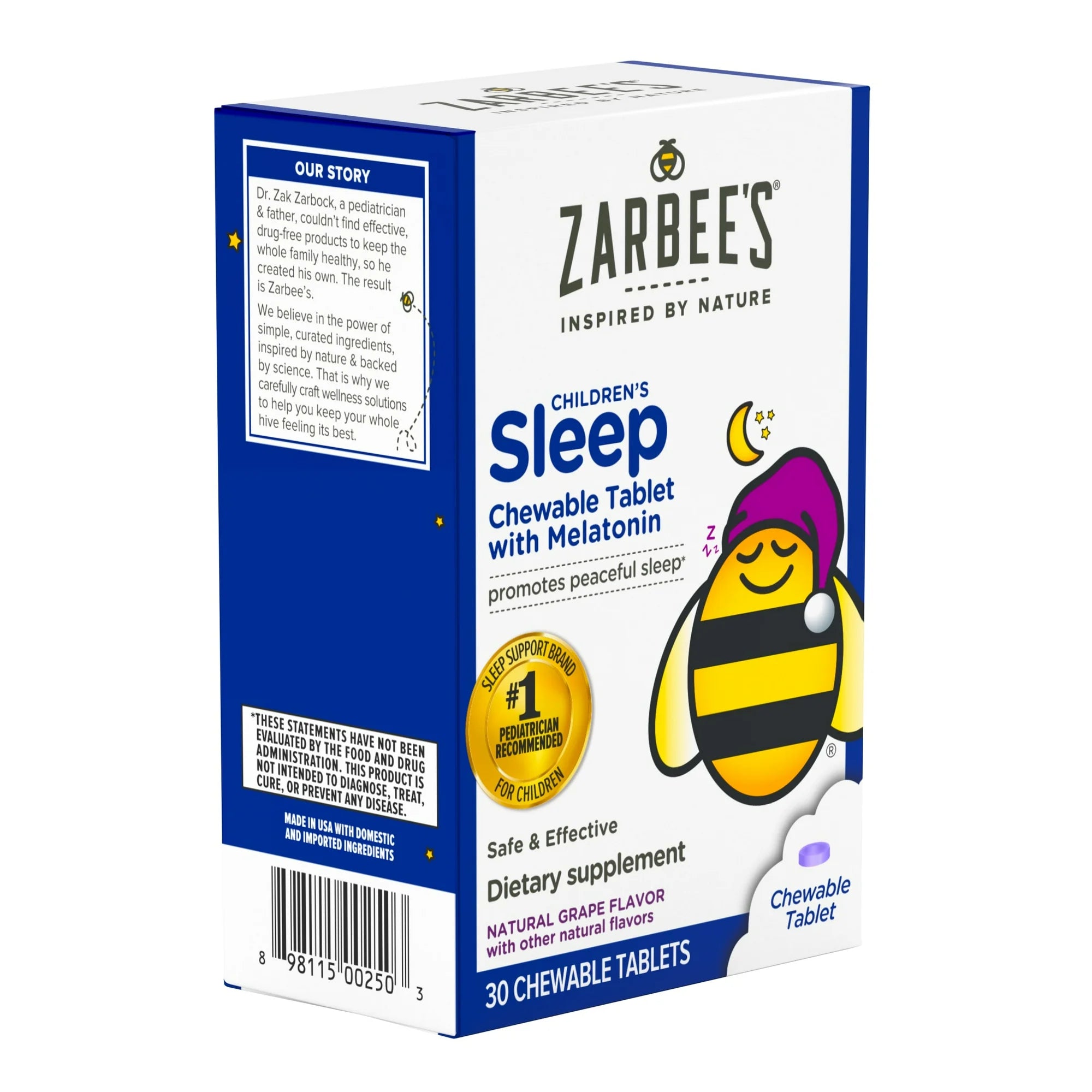 Zarbee's Children's Sleep Chewable Tablet with Melatonin, Grape, 30 Ct