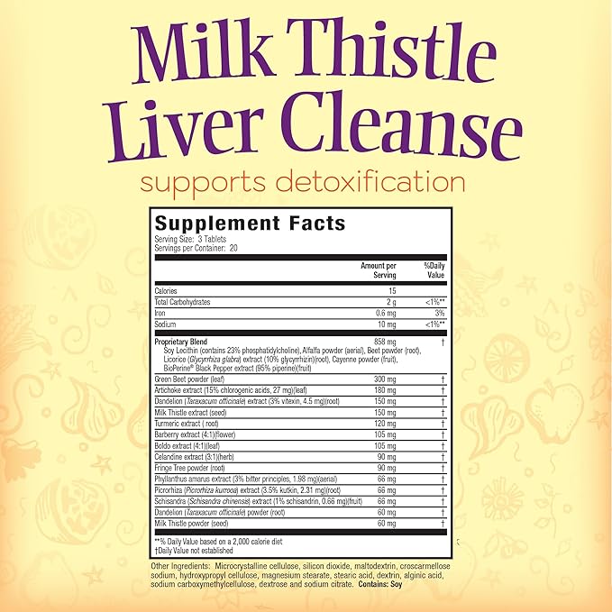 Nature's Secret Milk Thistle Liver Cleanse - 60 Tablets - Supports Healthy Liver Function & Detoxification - 18 Botanical Blend Turmeric, Dandelion, Beet, & Artichoke - Natural Powerful Antioxidant