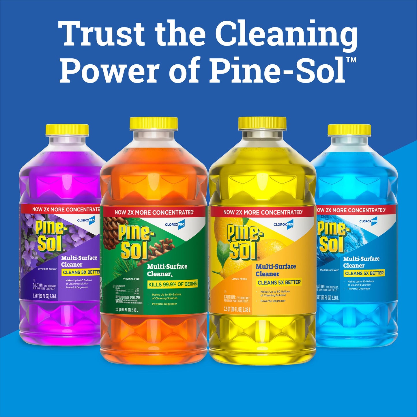 Pine-Sol Multi-Surface Cleaner, CloroxPro, 2x Concentrated Formula, Lemon Fresh, 80 Fl Oz