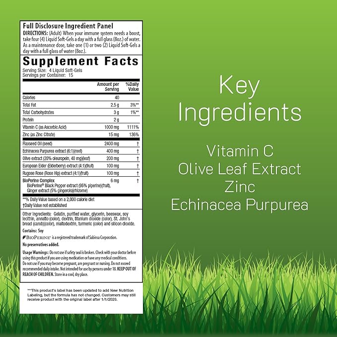 Irwin Naturals Urgent Rescue Mega Vita-C - 60 Liquid Softgels - 1,000 mg of Vitamin C - Immune Support Supplement with Rosehips and Zinc