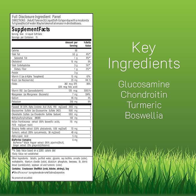 Irwin Naturals 3-in-1 Joint Formula - Powerful Joint Support Supplement with Glucosamine, Chondroitin, Turmeric & Boswellia - 90 Liquid Softgels