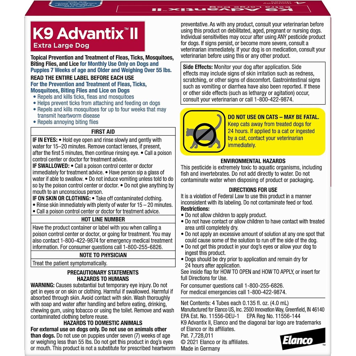 K9 Advantix II XL Dog Vet-Recommended Flea, Tick & Mosquito Treatment & Prevention | Dogs Over 55 lbs. | 6-Mo Supply