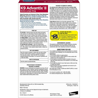 K9 Advantix II XL Dog Vet-Recommended Flea, Tick & Mosquito Treatment & Prevention | Dogs Over 55 lbs. | 6-Mo Supply