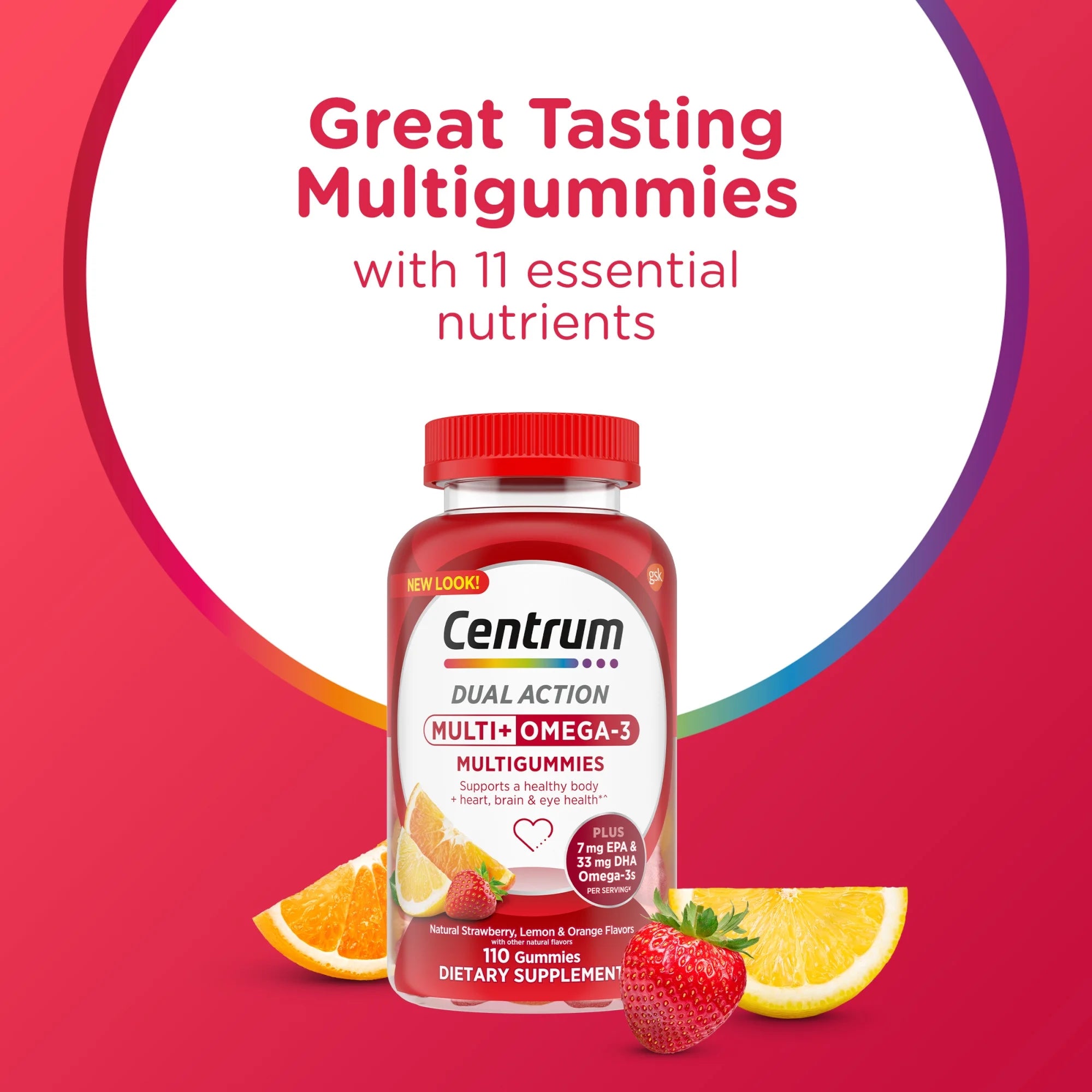 Centrum Multigummies Adult Gummy Vitamins, Multivitamin With Vitamin B, C & E, Assorted Fruit, 110 Count
