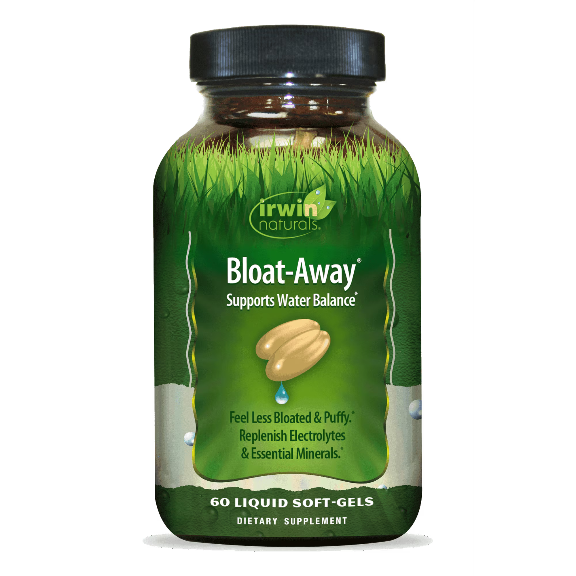 Irwin Naturals Bloat-Away - Water Balance Support - Replenish Electrolytes & Essential Minerals - 60 Liquid Soft-Gels