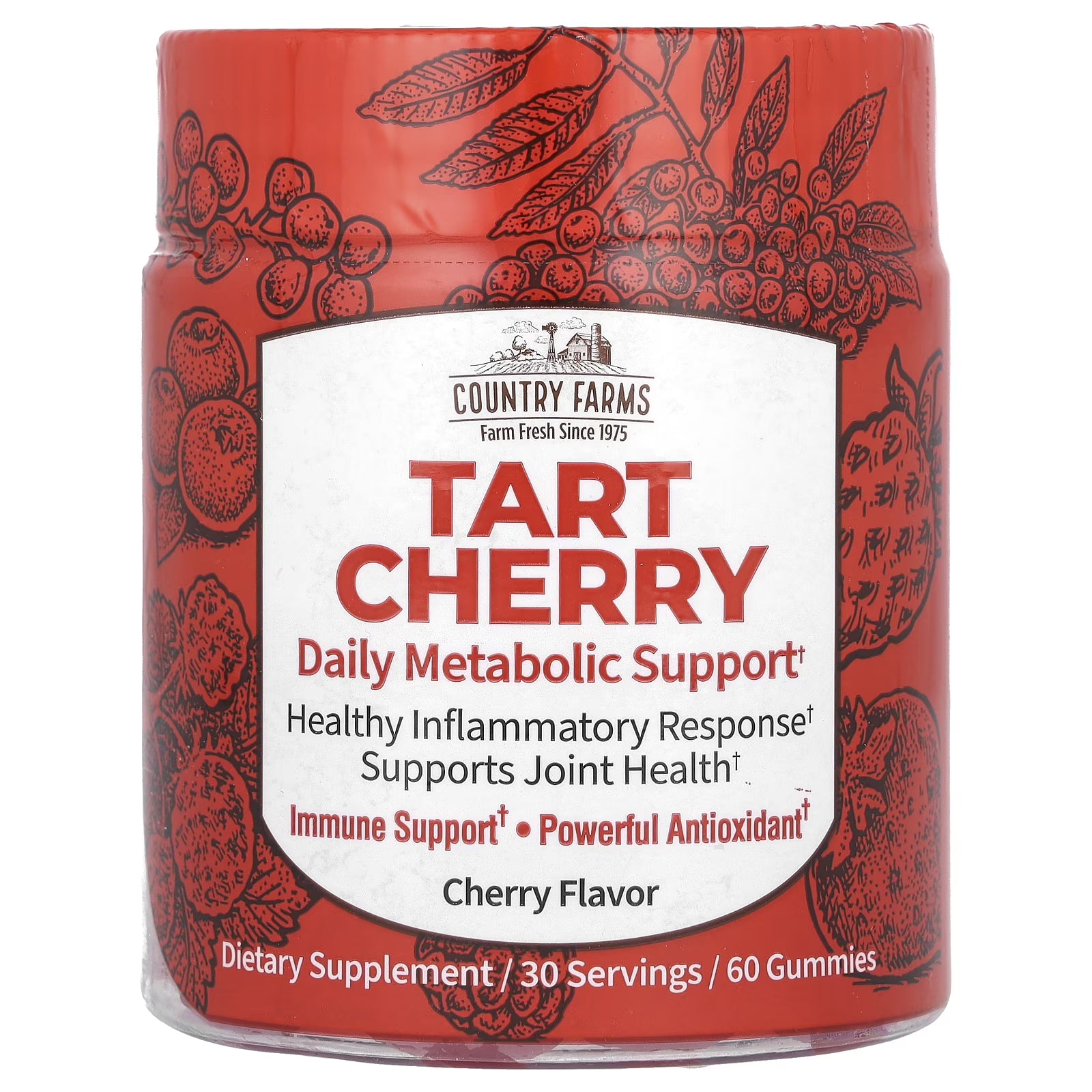 Country Farms Tart Cherry, Daily Metabolic Support, Cherry, 60 Gummies (200 mg per Gummy)