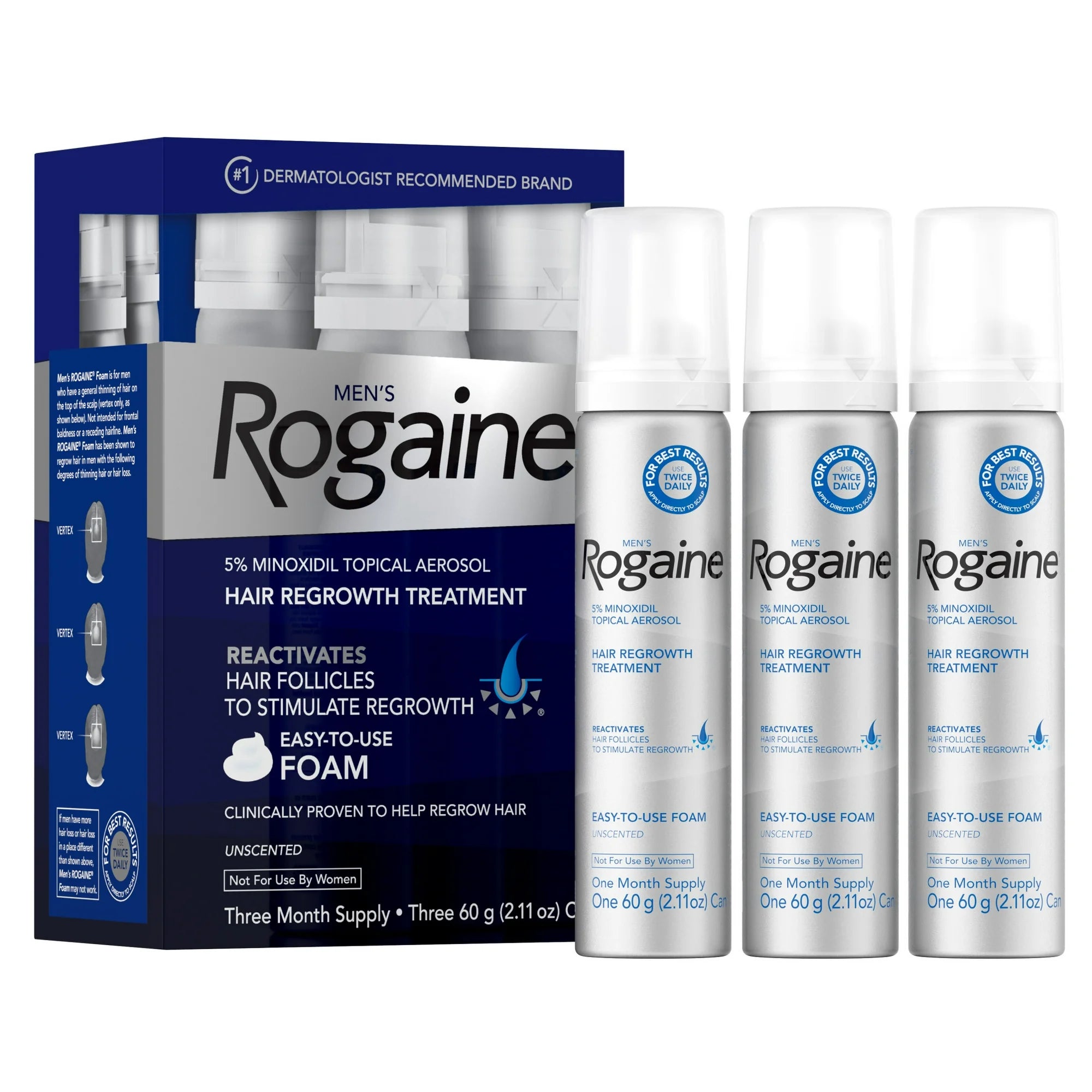 Rogaine Mens' 5% Minoxidil Foam for Hair Regrowth - 6.33oz 3-Mo Supply