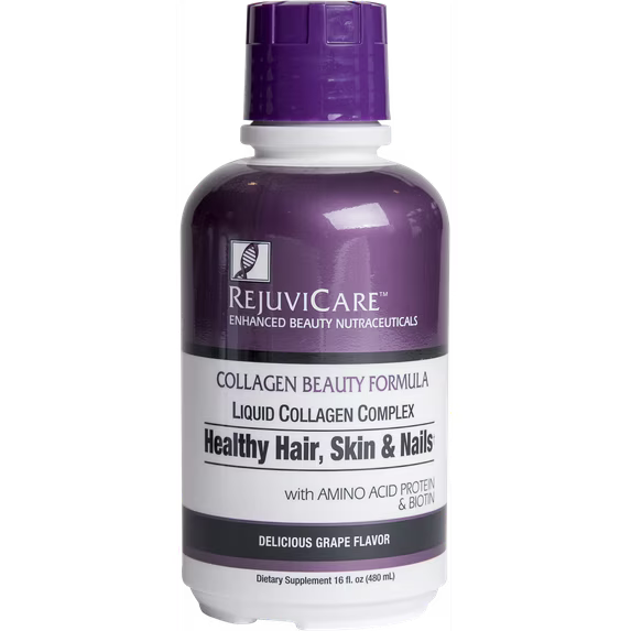Rejuvicare Liquid Collagen Beauty Formula with Amino Acids, Protein and Biotin, Delicious Grape Flavor, 32 servings