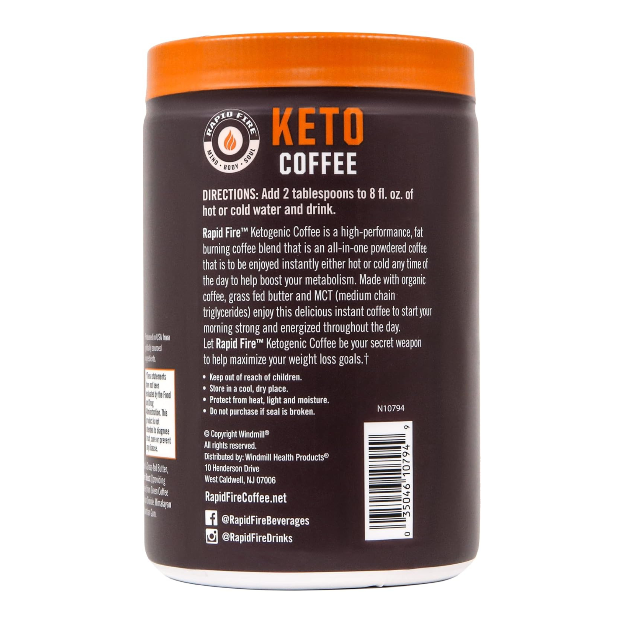 Rapid Fire Ketogenic Coffee Canister (Hazelnut) 7.93 oz