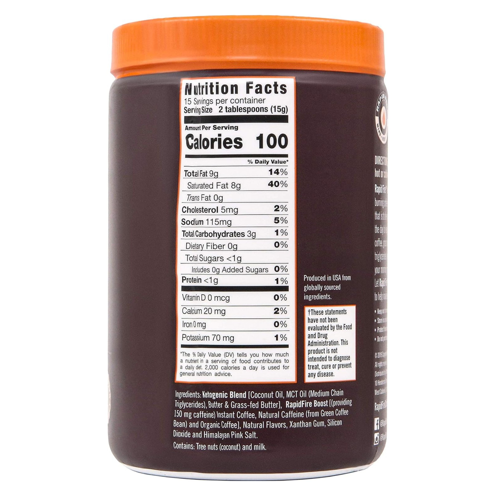 Rapid Fire Ketogenic Coffee Canister (Hazelnut) 7.93 oz