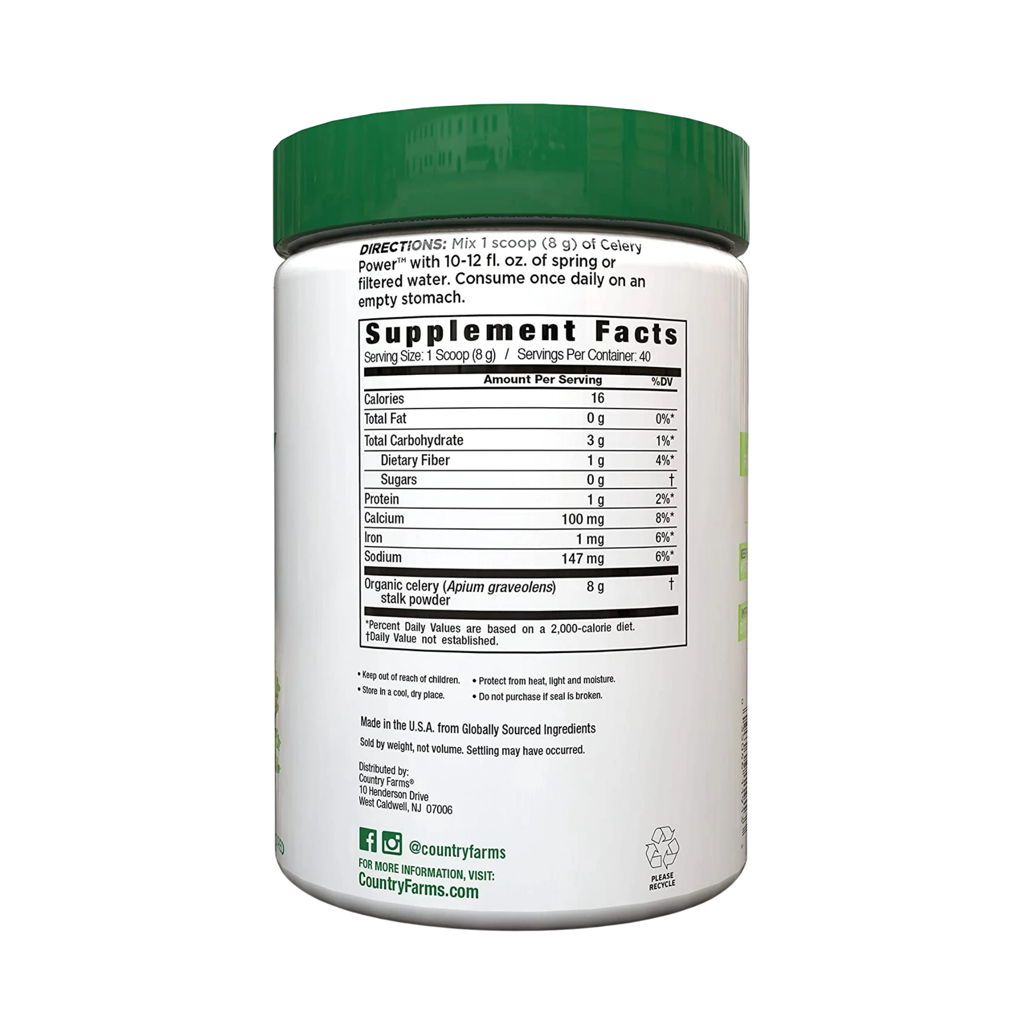 Country Farms Super Celery Drink Mix  Unflavored - 11.3 0Z