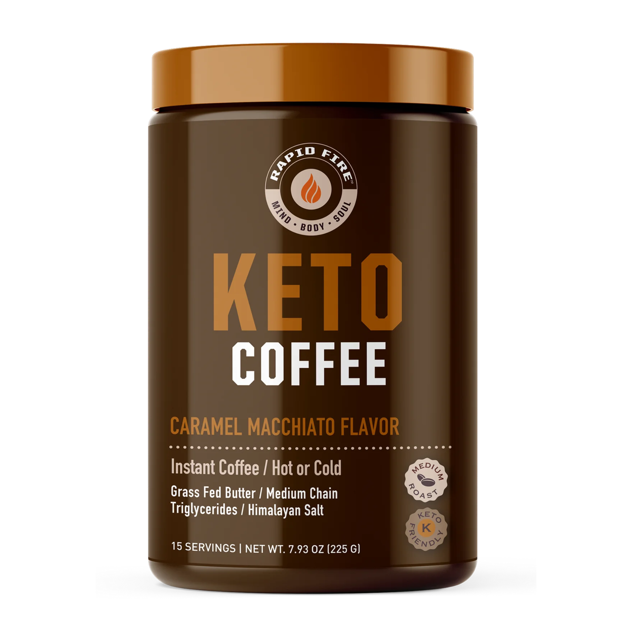 Rapid Fire Ketogenic Coffee Canister (Caramel Macchiato) 7.93OZ 15 Servings