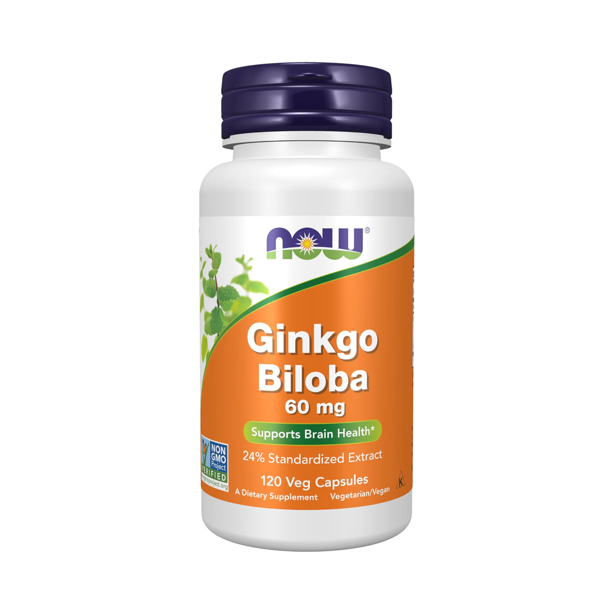 NOW Foods Ginkgo Biloba 60 mg, Veg Capsules (120 ct)