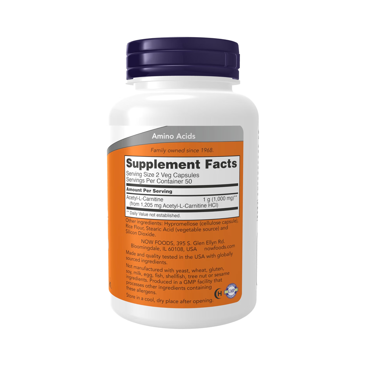 NOW Acetyl-L-Carnitine 500 mg, 100 Veg Capsules