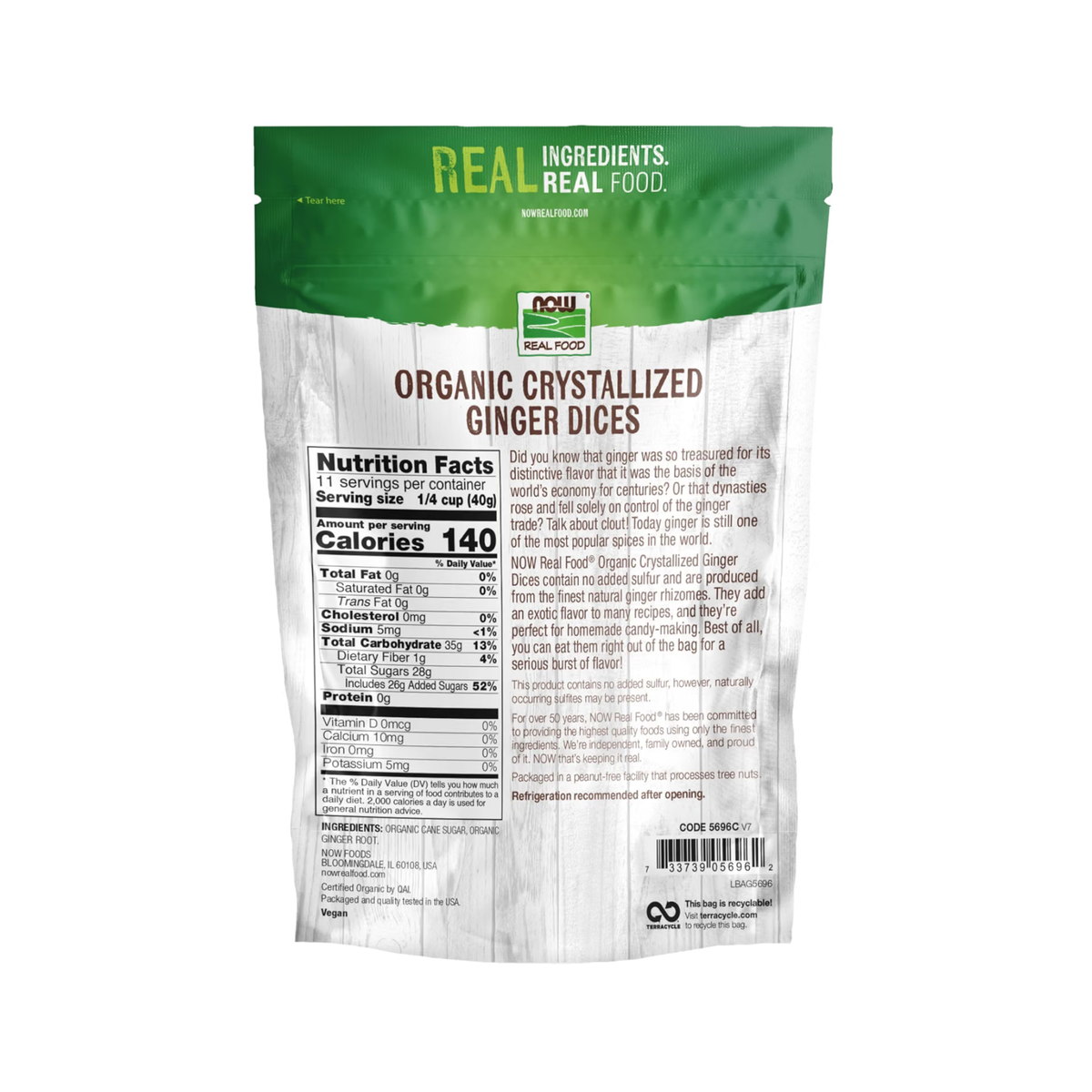 NOW Foods Ginger Dices No Sulfur Organic, 1 lb