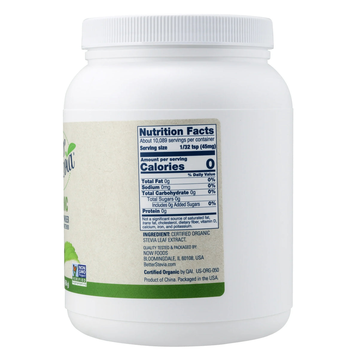 NOW Foods BetterStevia Organic Zero-Calorie Extract Powder, Keto Friendly, Suitable for Diabetics, No Erythritol, 1 Pound