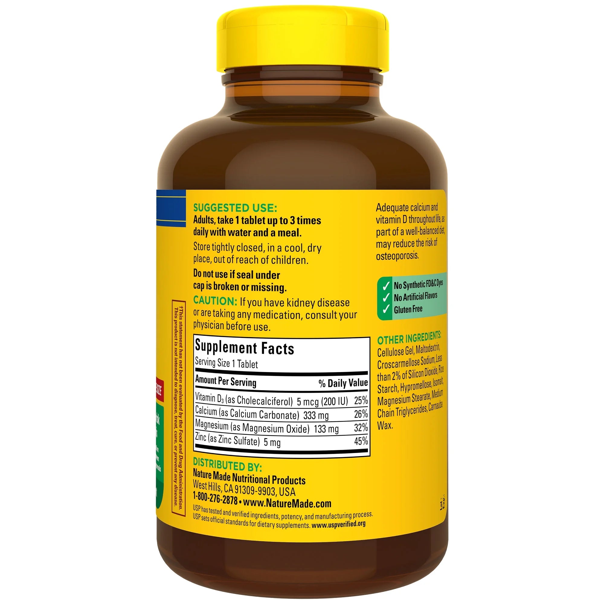 Nature Made Calcium Magnesium Zinc with Vitamin D3 Tablets, Dietary Supplement, 300 Count