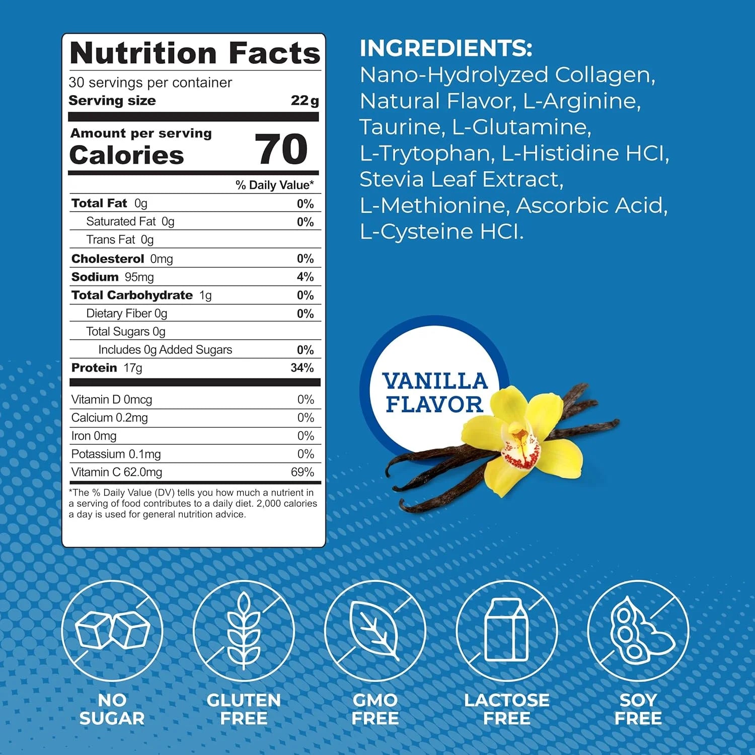 Collagen Protein Powder, 17g Protein Nano-Hydrolyzed Grass Fed Collagen