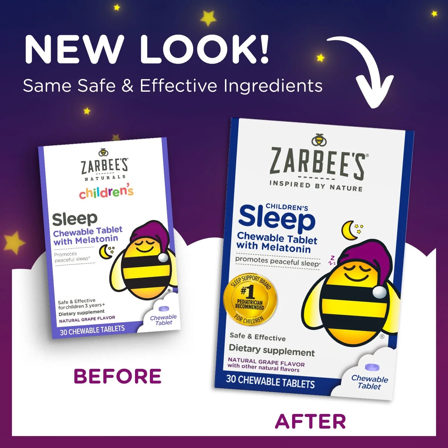 Zarbee's Children's Sleep Chewable Tablet with Melatonin, Grape, 30 Ct