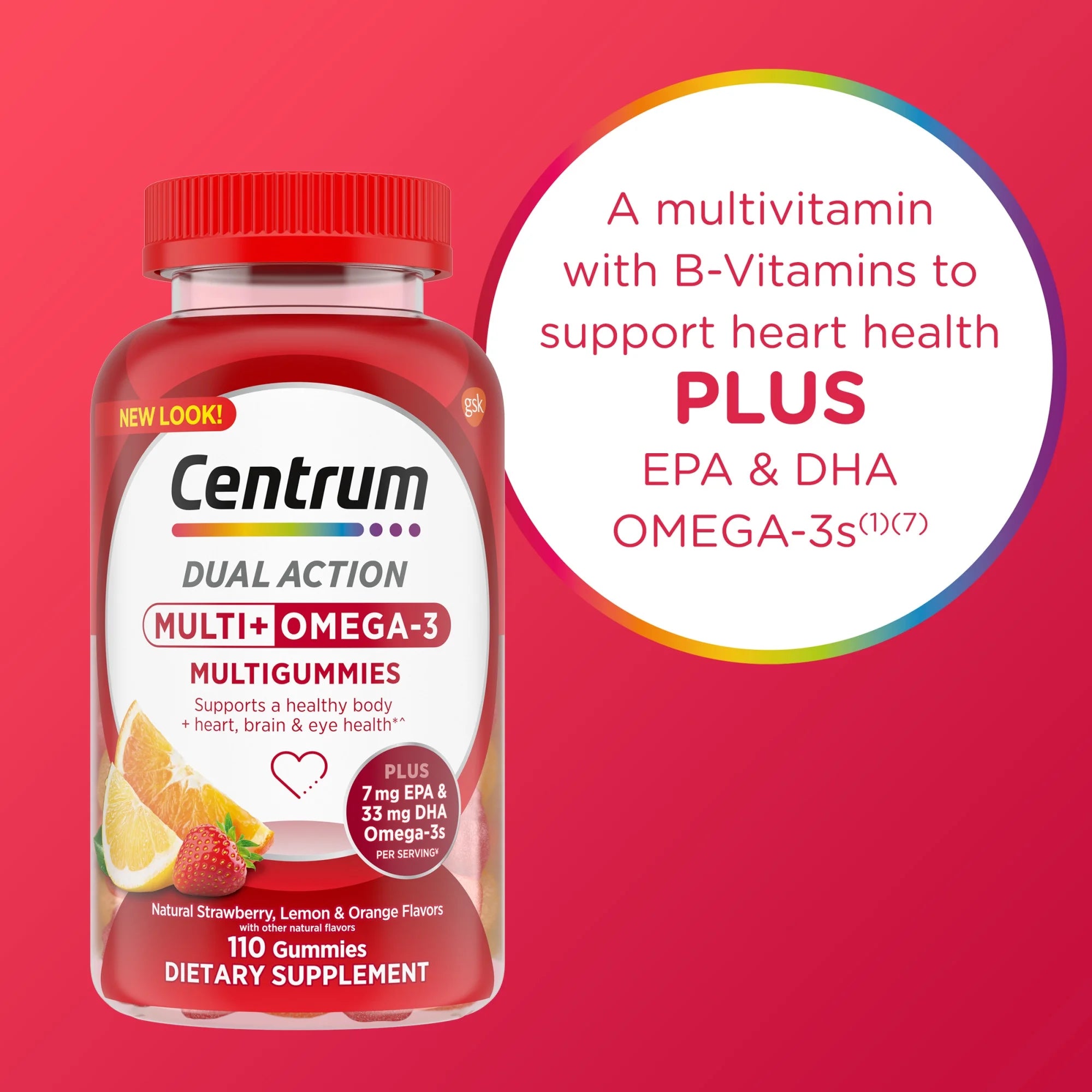 Centrum Multigummies Adult Gummy Vitamins, Multivitamin With Vitamin B, C & E, Assorted Fruit, 110 Count