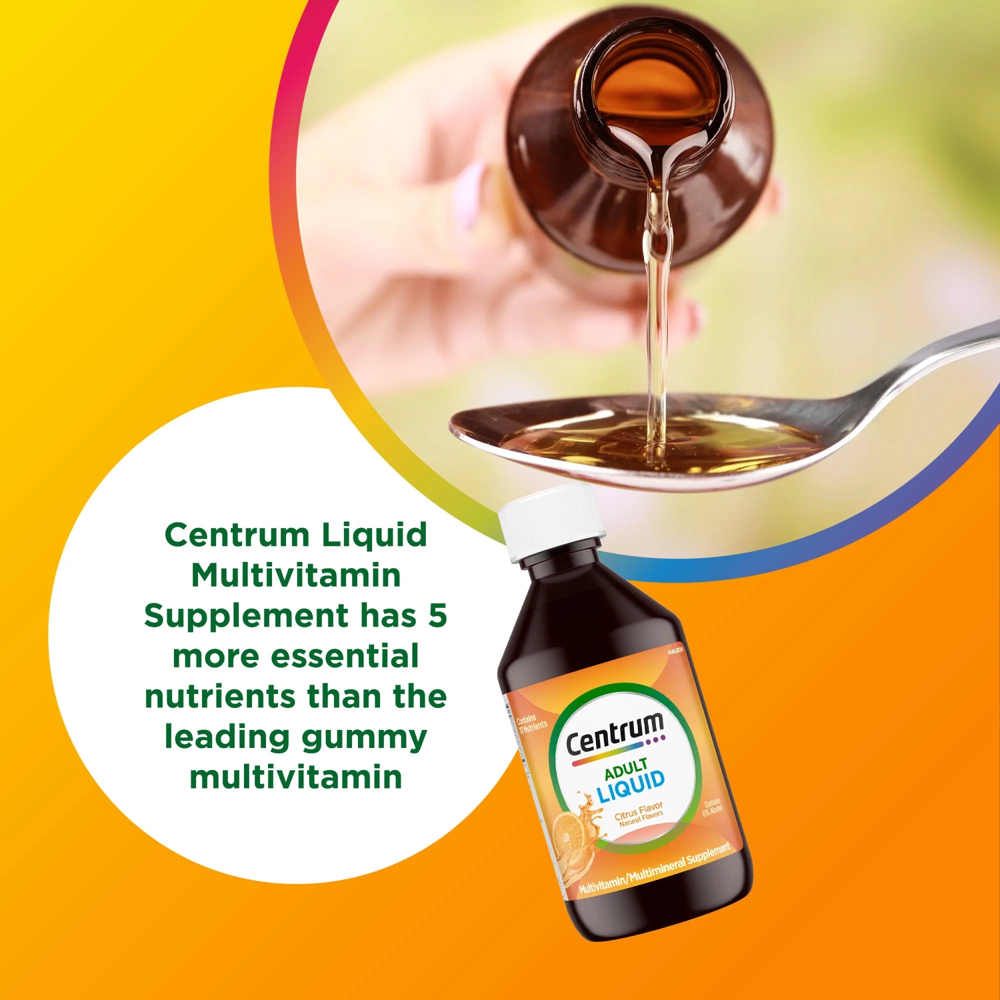 Centrum Liquid Multivitamin Supplement for Adults, Citrus Flavor, 8 Oz