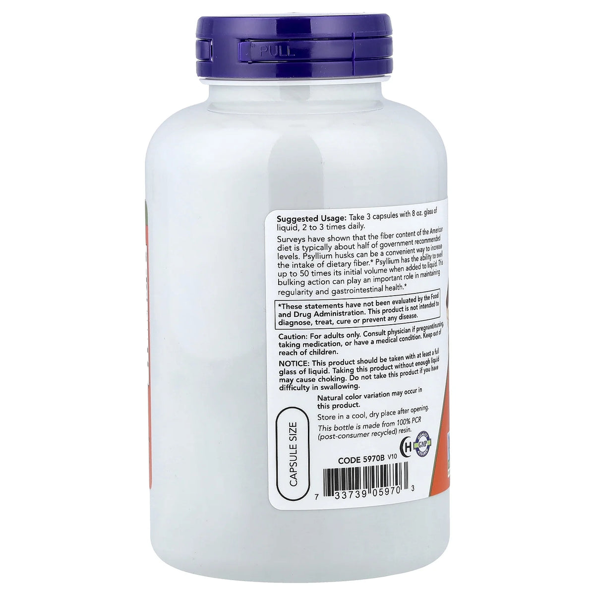 NOW Foods - Psyllium Husk 500 mg. - 200 Vegetable Capsule(s)