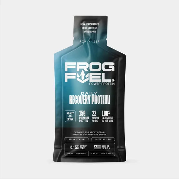 Frog Fuel Power Liquid Protein Shots, 15g Nano-Hydrolyzed Grass-Fed Collagen, Post-Workout Recovery, Gluten-Free, Sugar-Free, Berry Flavor, 1 oz, 24 Pack