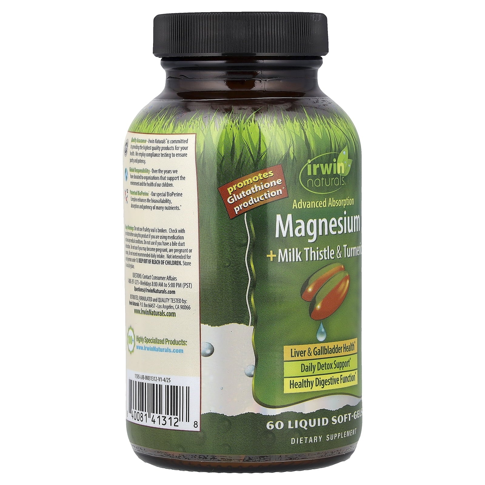 Irwin Naturals Magnesium + Milk Thistle & Turmeric 60 Liquid softgels