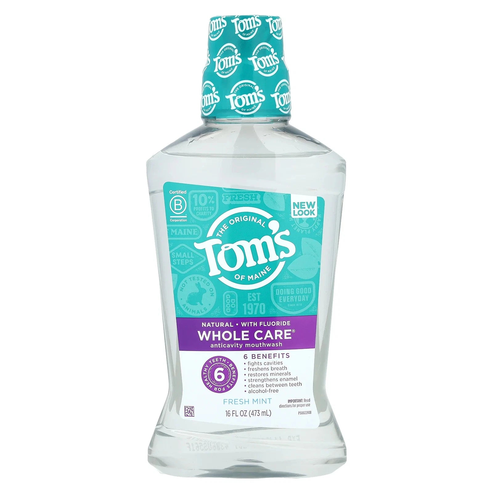 Tom's of Maine, Whole Care Natural Mouthwash - Fresh Mint, 16 Ounce