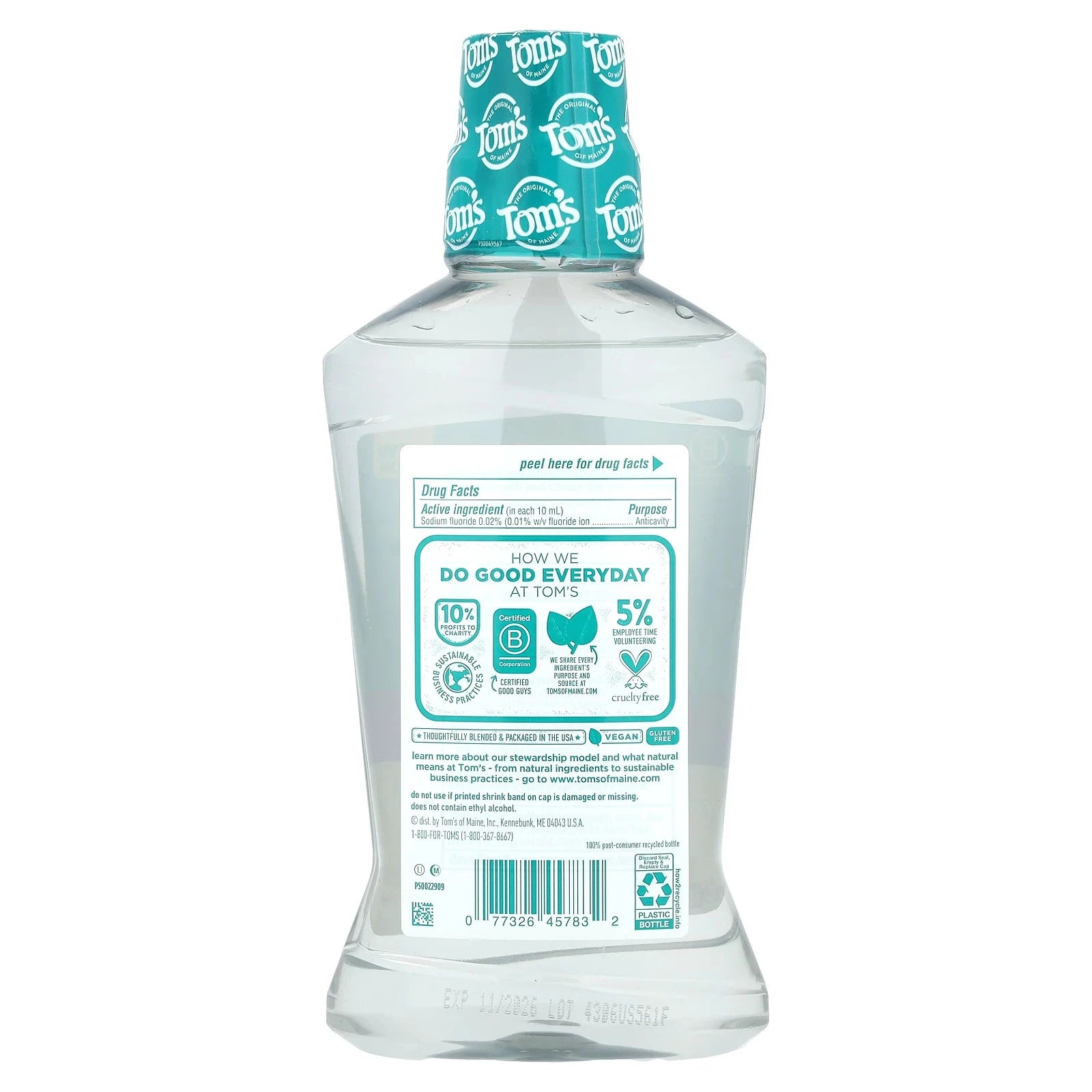 Tom's of Maine, Whole Care Natural Mouthwash - Fresh Mint, 16 Ounce